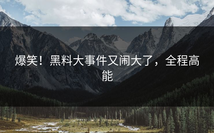 爆笑！黑料大事件又闹大了，全程高能