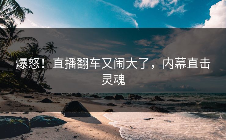 爆怒！直播翻车又闹大了，内幕直击灵魂