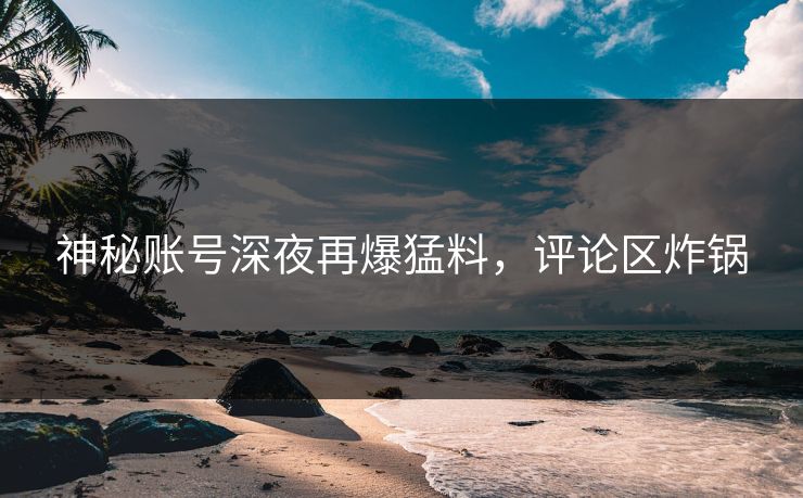 神秘账号深夜再爆猛料，评论区炸锅