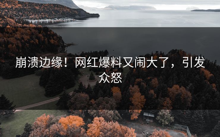 崩溃边缘！网红爆料又闹大了，引发众怒