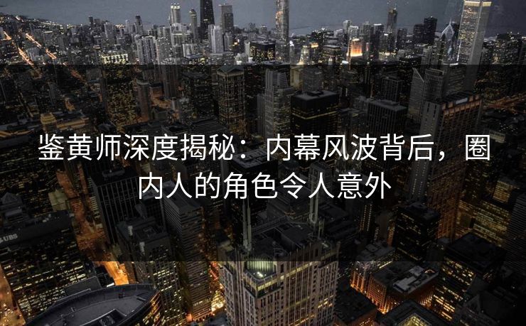 鉴黄师深度揭秘：内幕风波背后，圈内人的角色令人意外