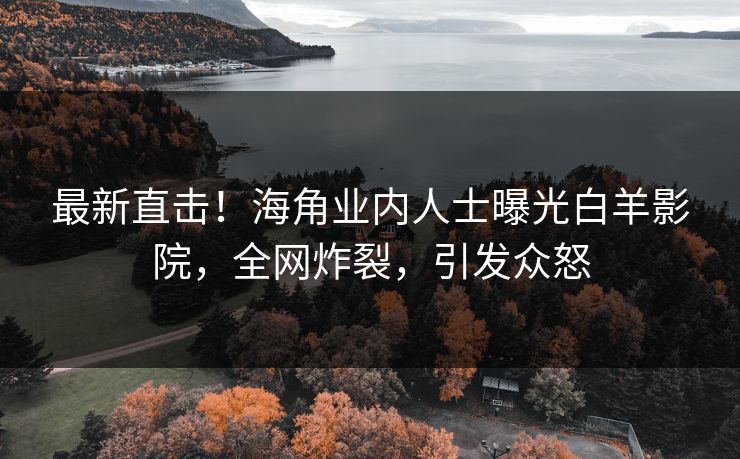 最新直击！海角业内人士曝光白羊影院，全网炸裂，引发众怒