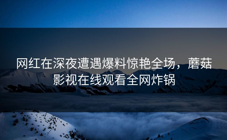 网红在深夜遭遇爆料惊艳全场，蘑菇影视在线观看全网炸锅