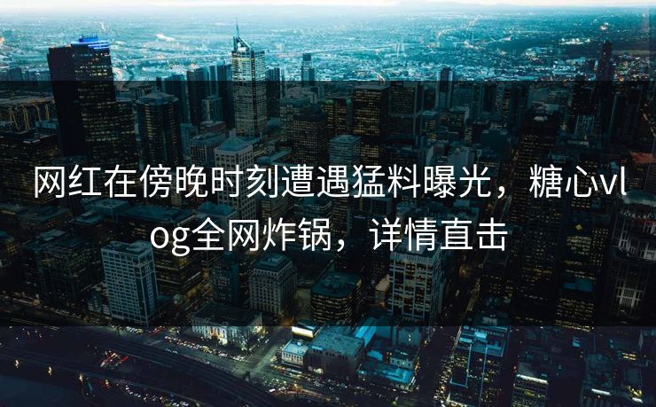 网红在傍晚时刻遭遇猛料曝光，糖心vlog全网炸锅，详情直击