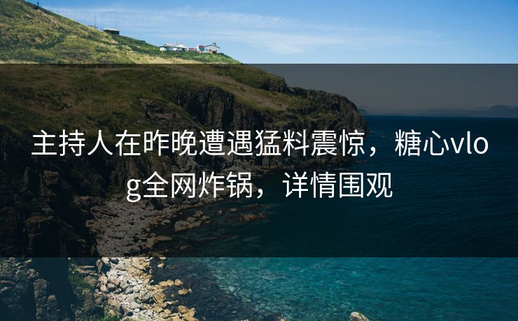 主持人在昨晚遭遇猛料震惊，糖心vlog全网炸锅，详情围观