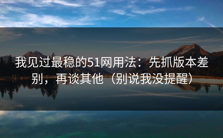 我见过最稳的51网用法：先抓版本差别，再谈其他（别说我没提醒）